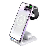 3-in-1 Wireless Charging Dock for iPhone Apple Watch AirPods USB Powered Charging Station White