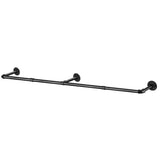 183cm Galvanized Steel Wall Mount Clothes Rack Heavy Duty Black