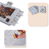 Foldable Puzzle Table with 6 StorageDrawers Portable Felt Jigsaw Puzzle Board for Sorting and Assembly Light Grey