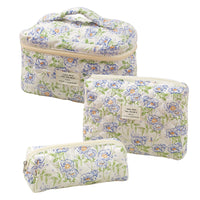 3Pcs Set Travel Makeup Bags Cosmetic Bag Aesthetic Floral Toiletry Organizer Bags Style 3