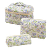 3Pcs Set Travel Makeup Bags Cosmetic Bag Aesthetic Floral Toiletry Organizer Bags Style 3