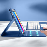 Keyboard Case with Touchpad and 7 Color Backlight Compatible With iPad 10th and 11th Gen Blue