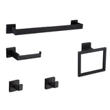 5Pcs Bathroom Towel Bar Set 40cm Stainless Steel Wall Mount Black