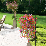 2Pcs Artificial Flowers for Outdoors Decorations Summer Fake Hanging Floral Decoration Red-Purple