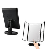 Tri-Fold LED Cosmetic Mirror with 10X Close-Up Mirror for Makeup Black