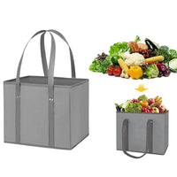 3Pcs Reusable Grocery Bag Non-Woven Shopping Tote Bag with Handles Gray