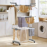 4 Tier Folding Drying Rack with Wheels Clothes Air Drying Rack Gray
