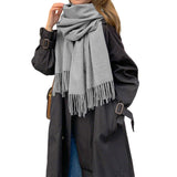 Mens Womens Oversize Polyester Blanket Shawl Wrap Solid Scarf Gray
