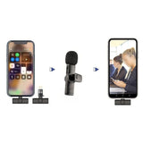 2-in-1 Wireless Lavalier Microphone Set for iPhone and Android Clip-On Plug and Play Mic for Vlog Interview Live Streaming