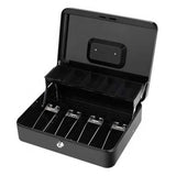 Locking Cash Box with Lock Money Box with Cash Tray Secure Box Black