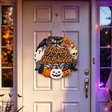 2 PCS Engineered Wood Halloween Ghost Pumpkin Hanging Door Signs Style 1