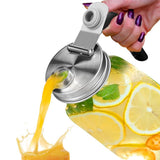 Mason Jar Lid Stainless Steel with Handle and Pour Spout Cap