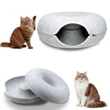 Cat Tunnel Bed Felt Pet Puppy Nest Cave House Round Donut