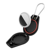 Airtag Lock Case with Wire Cable Hard Shell Protector for AirTag Keychain Luggage Black