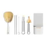 6 in 1 Travel Baby Bottle Brush Set with Portable Storage Case Grey