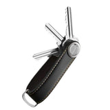 Leather Smart Key Holder Folding Key Organizer Clip Keychain Black