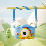 48MP Dual Lens Digital Camera for Kids Selfie Camera with Dinosaur Protective Cover and 32G TF Card Blue