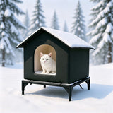 Outdoor Cat House Outdoor Cat House Weatherproof for Indoor and Outdoor Black