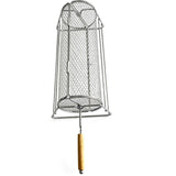 BBQ Grill Basket Stainless Steel Rotating with Stand Handle for Garden Camping
