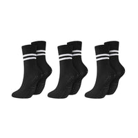 3 Pairs of Yoga Socks Non-Slip Grips Anti-Skid Pilates Barre Dance Cushioned Socks Black
