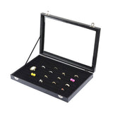 100 Slots Jewelry Ring Display Organizer Box with Glass Lid – Earring and Ring Storage Tray
