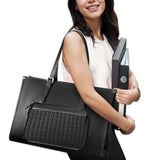 Laptop Tote Bag with Insulated Lunch Compartment PU Briefcase with Lunch Box Pocket Work Bag for Office