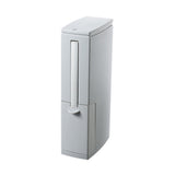 2-in-1 Slim Trash Can and Toilet Brush Set Bathroom Garbage Bin Wastebasket with Lid Gray