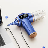 Cordless Desktop & Car Vacuum Cleaner with Blow & Suction and Digital Display Blue