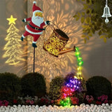 2Pcs Solar Powered Santa Claus Garden Stake Light Christmas Outdoor LED Decoration with Watering Can for Garden Yard Lawn