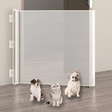 Retractable Dog Gate for Outdoor Stairs Hallways & Doorways – No Drill White