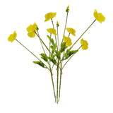 3Pcs 4-Head Artificial Corn Poppy Flowers Flocking Stem Bouquet Home Office Decor Yellow