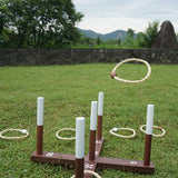 Rustic Ring Toss Game with Wooden Base and 6 Rope Rings