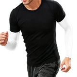 3 Pair 40cm Straight Nylon Spandex Cooling Arm Sleeves without Thumb Holes White