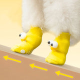 16Pcs Set Anti-Slip Dog Socks Stretchable Footwear Paw Protector for Indoor Use Big Eye Style