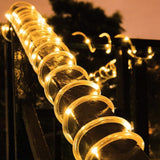 Solar Rope Lights 12m 100 LED with 8 Modes for Parties and Weddings Warm White