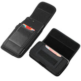Universal Black Oxford Phone Waist Pouch with Belt Clip & Card Slot XL