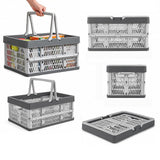 Collapsible Shopping Basket with Handles for Camping Shopping Gray