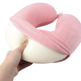 Travel Neck Pillow Memory Foam U Shaped Pillow for Flights Road Trips Office Pink