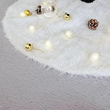 White Plush Christmas Tree Skirt Round Snowflake Base for Holiday Home Decor Style 1