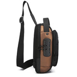 Anti-theft Crossbody Bag for Mern Password Sling Chest Pack with USB Port  Black