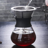 400ml Pour Over Coffee Maker High-Heat Borosilicate Glass with Reusable Stainless Steel Filter
