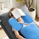 2PCS Inflatable Travel Neck Pillow for Car Plane Soft Velvet PVC Portable Sky Blue