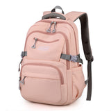 Solid Nylon Backpack Teenage Girls School Shoulder Bag Pink