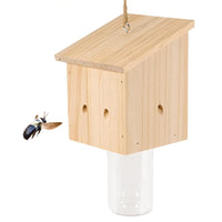 Wooden Bee Trap for Outside Hanging Wood Carpenter Bee Catcher with Removable Bottle Style 2