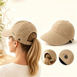 Wide Brim Sun Hat for Women Sun Hat with Ponytail Opening Foldable Adjustable Outdoor Hat for Beach Hiking Travel Khaki