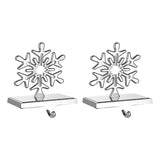 2Pcs Snowflake Christmas Stocking Holders Metal Mantel Stocking Hangers