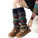 1 Pair Winter Multicoloured Socks Women Leg Warmer Gifts Navy Blue