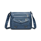 Crossbody Bag for Women Leather Messager Bag Large Capacity Shoulder Bag Blue