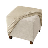 Silver Fox Velvet Footstool Cover High Stretch Square Machine Washable Beige