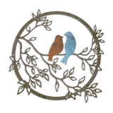 Bird on Tree Branch Metal Silhouette Wall Art Metal Bird Wall Art Decor Colorful